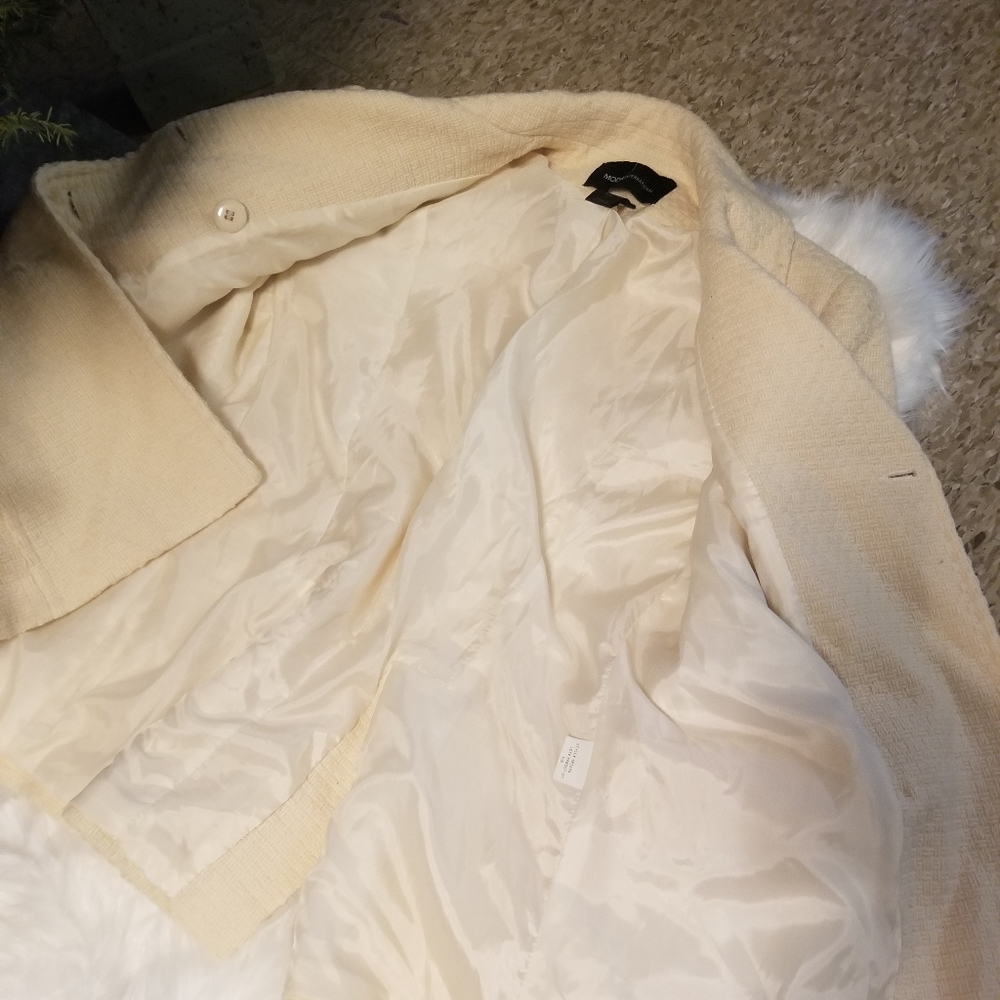 Wool blend cream winter peacoat for women